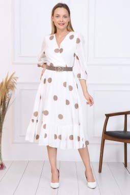 Beige Polka Dot French Dress