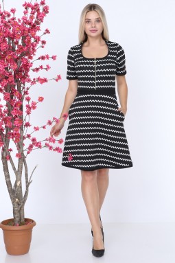 White Striped Knitwear Dress