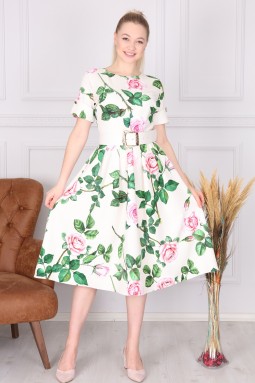 White Floral Pattern Dress