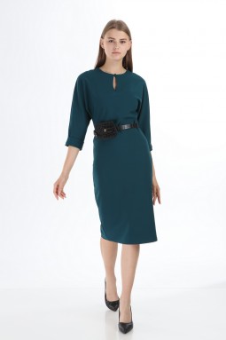Oil Color Bag Belted Dress