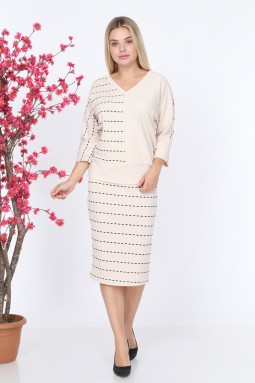 Striped Cream Color Knitwear Set