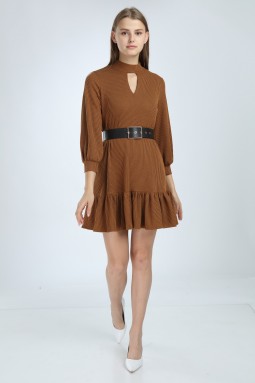 Tile Color Skirt Frilly Dress