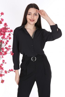 Black Color Shirt Pants Double Suit