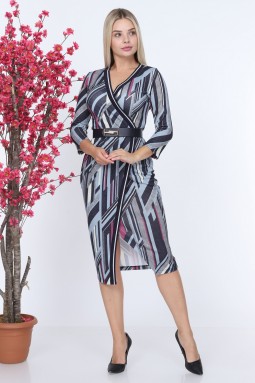 Gray Ribbed Patterned Dress