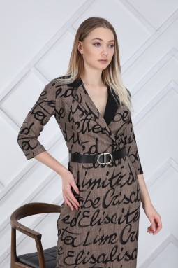 Brown Letter Pattern Dress