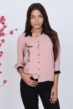 Butterfly Patterned Powder Blouse