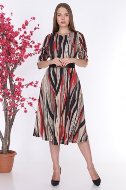 Red Striped Glitter Knitwear Dress