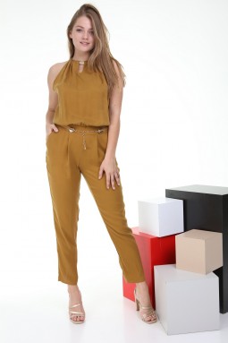 Sleeveless Mustard Color Jumpsuit