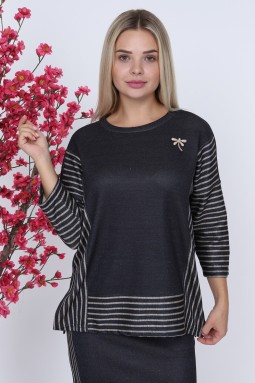 Arm Striped Navy Blue Color Suit