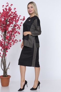 Arm Striped Black Color Suit