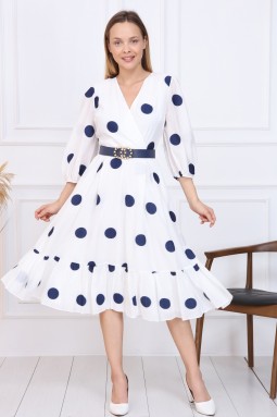 Navy Blue Polka Dot French Dress