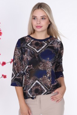 Chain Pattern Blue Color Blouse