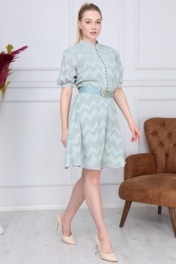 Mint Zigzag Pattern Dress