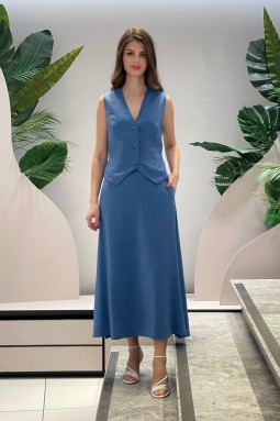 Vest and Skirt Blue Suit