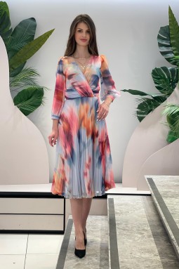 Multicolor Pleated Dress