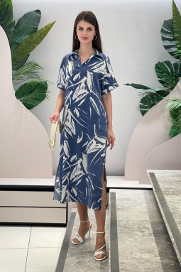 Double Slit Navy Blue Dress