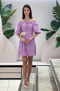 Boat Neck Lilac Dress