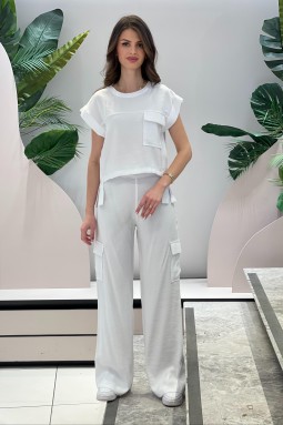 White Cargo Pocket Suit
