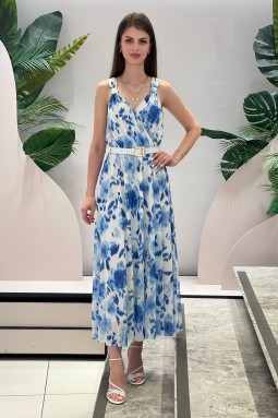 Organza Blue Dress with Straps