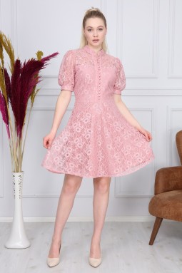 Powder Color Lace Dress