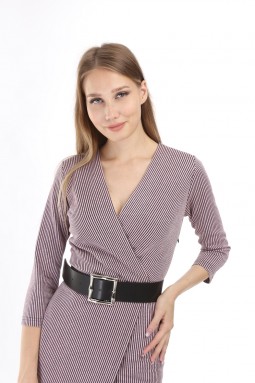 Pink Silvery Striped Knitwear Dress