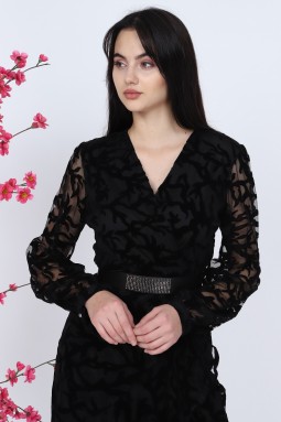 Flocked Black Dress