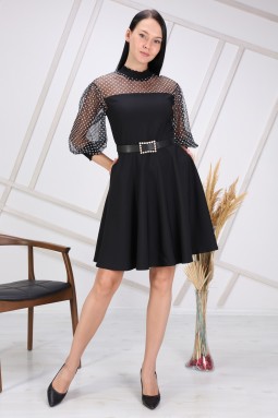 Black Color Polka Dot Tulle Dress
