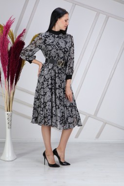 Black Ribbed Patterned Dress