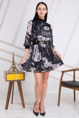 Black Color Half Turtleneck Dress