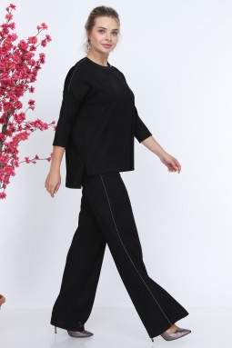 Stone Detailed Black Color Suit