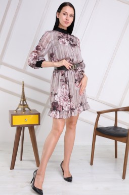 Mink Color Half Turtleneck Dress