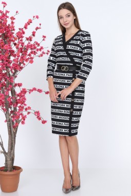 Line Pattern Black Color Dress