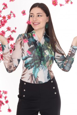 Green Color Blouse Pants Double Suit