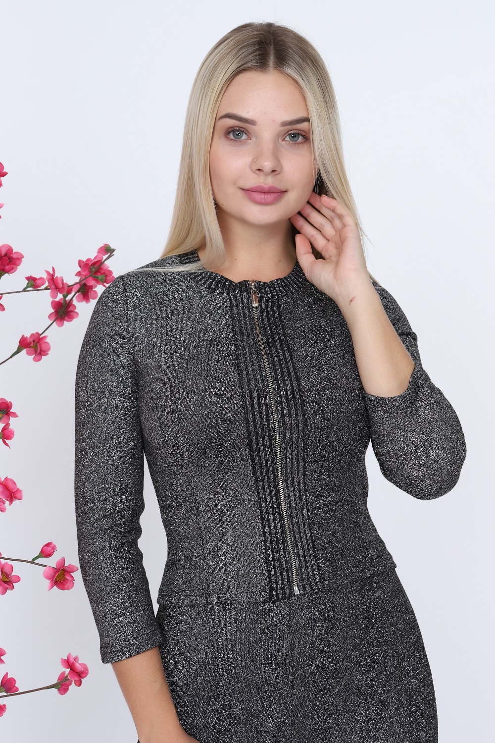 Zippered Black Knitwear Set