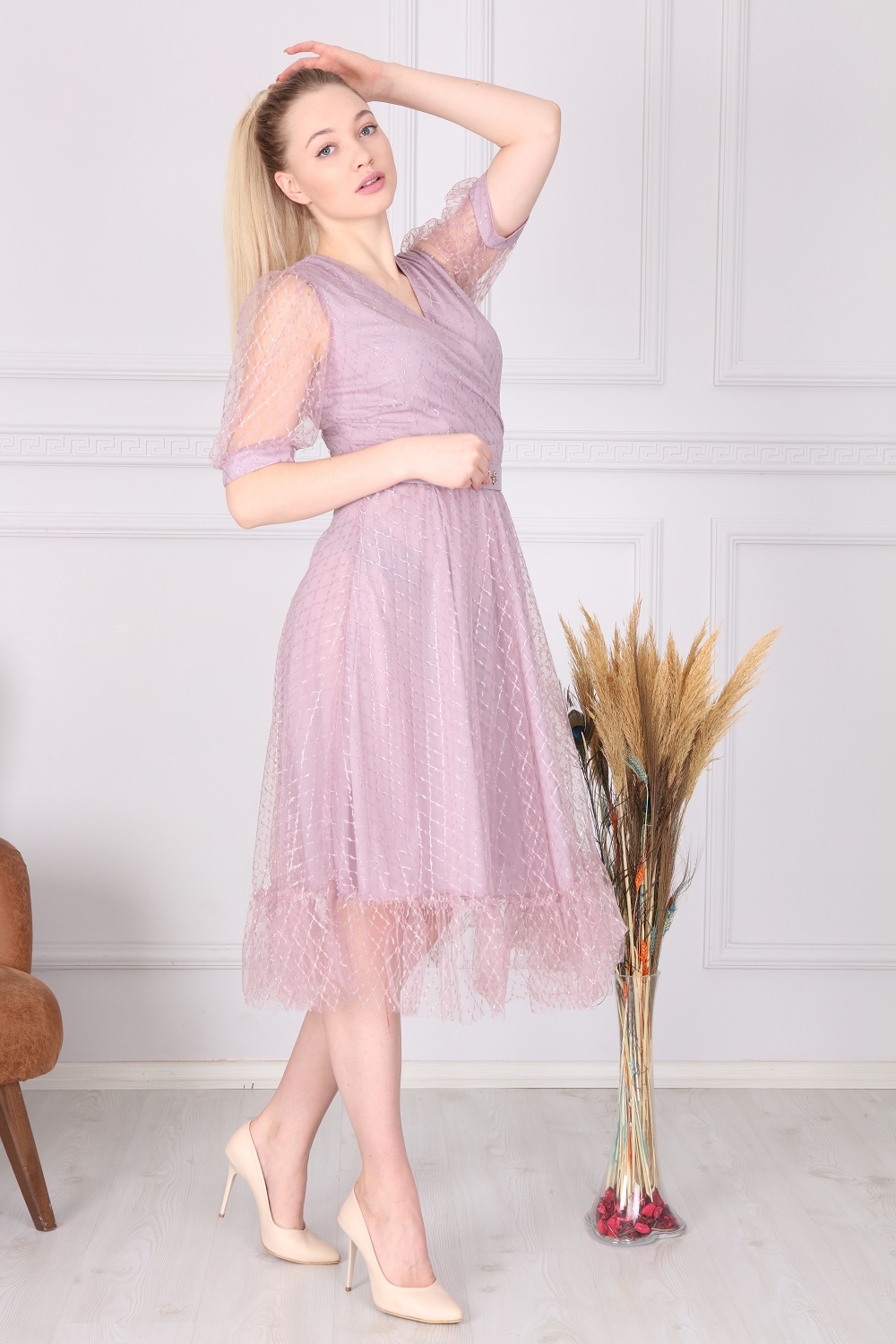 Dried Rose Double Breasted French Dress