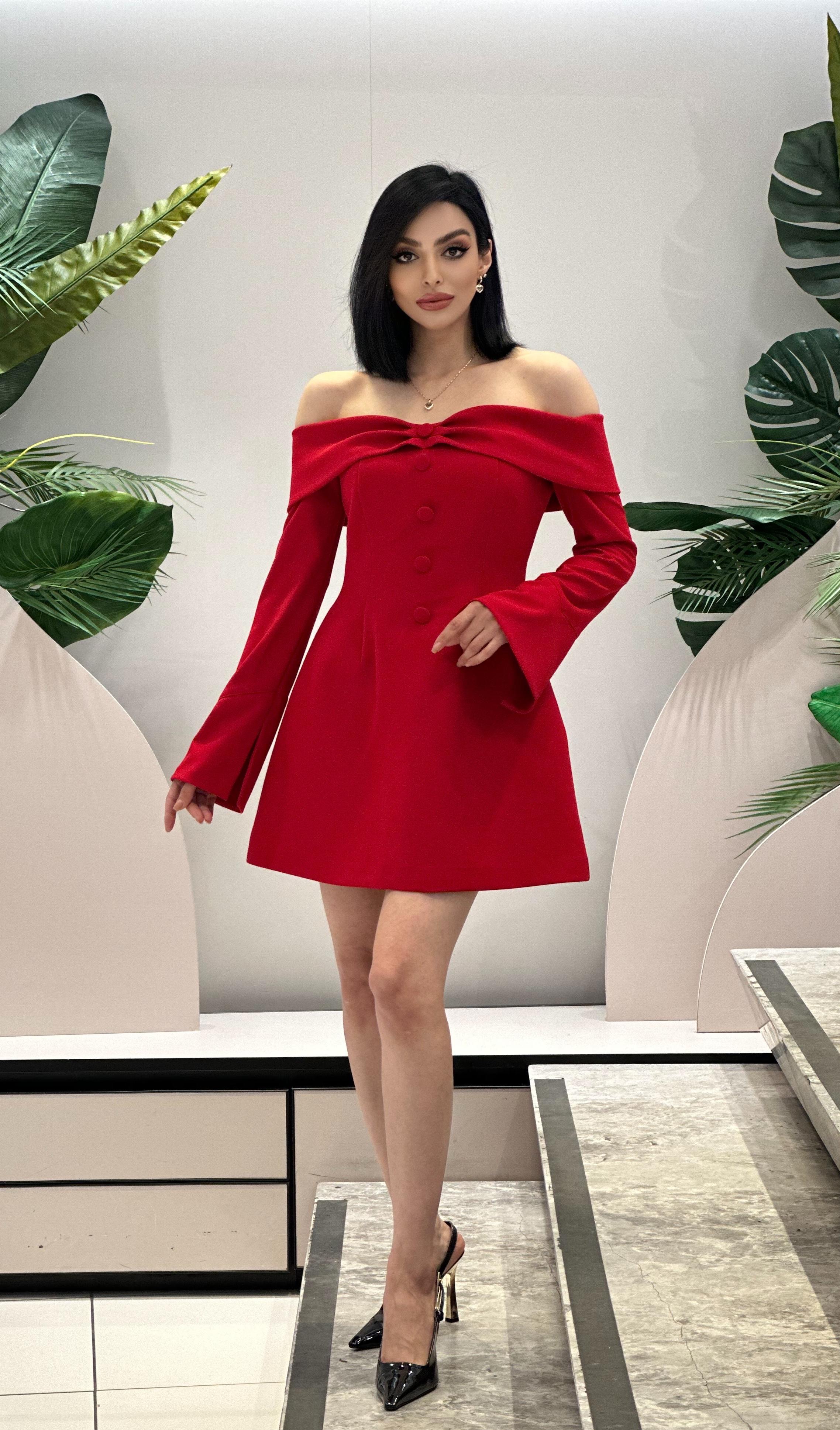 Red Off Shoulder Dress