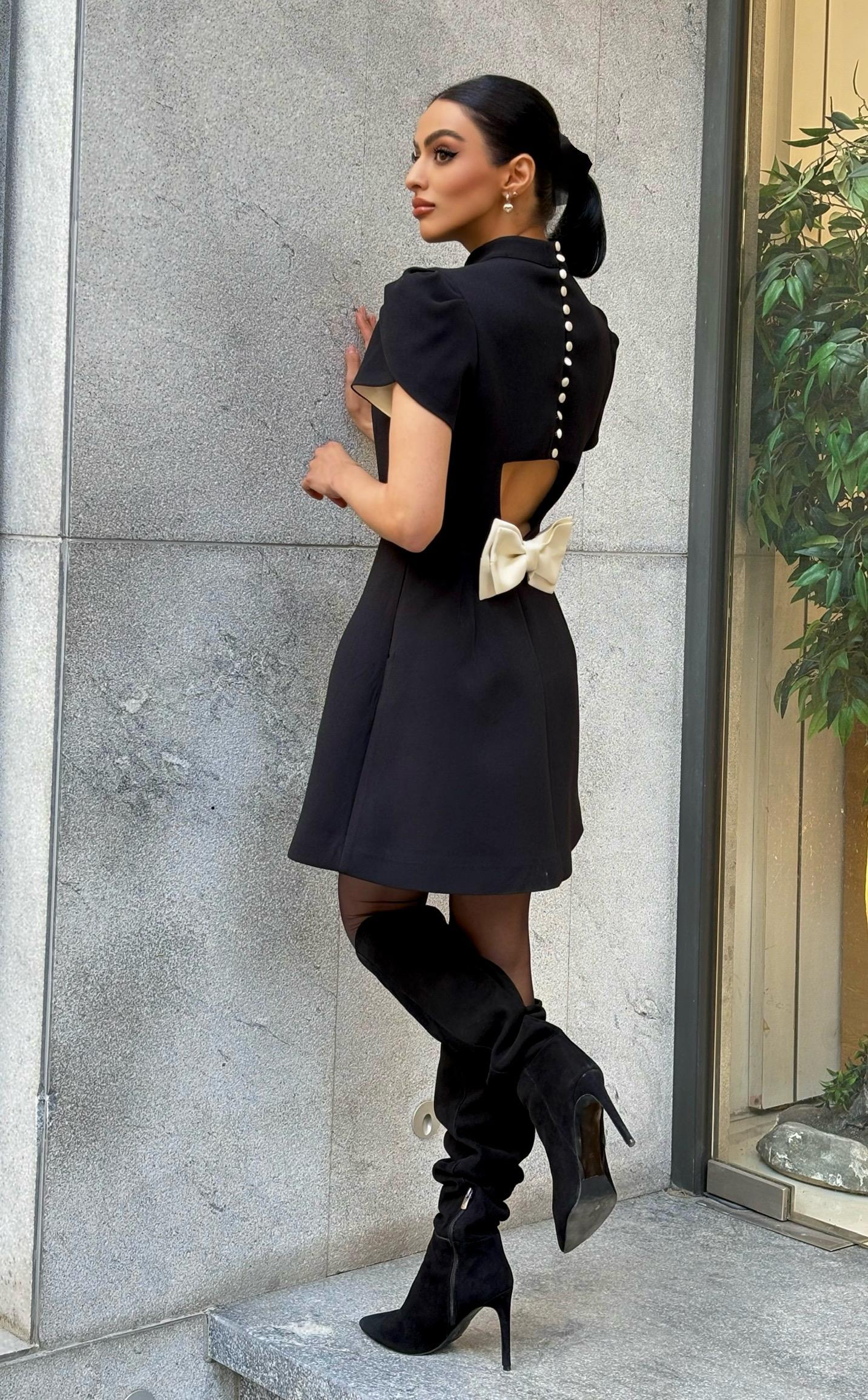 Black Dress with Ribbon Back