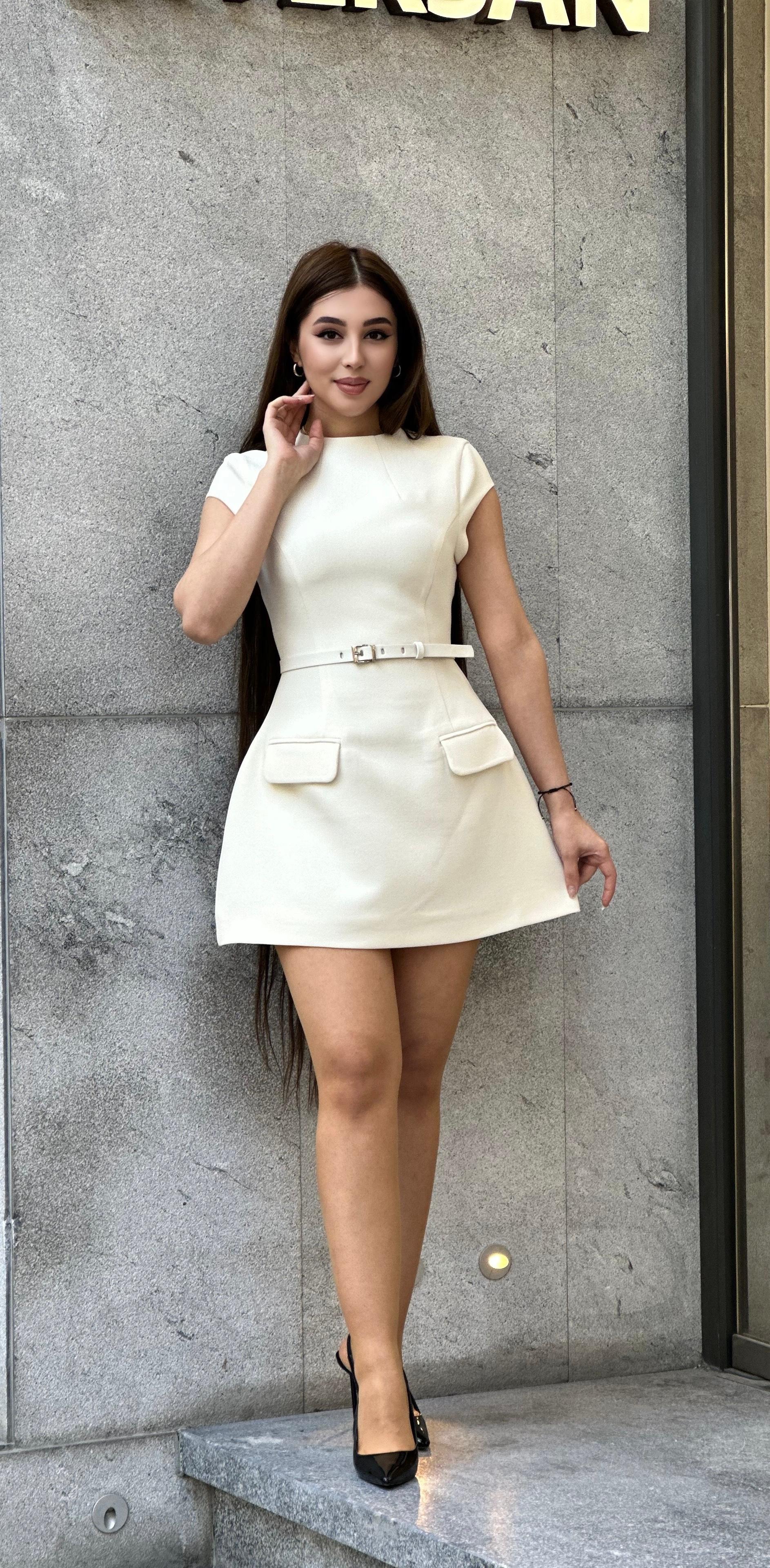Cap Sleeve Mini White Dress