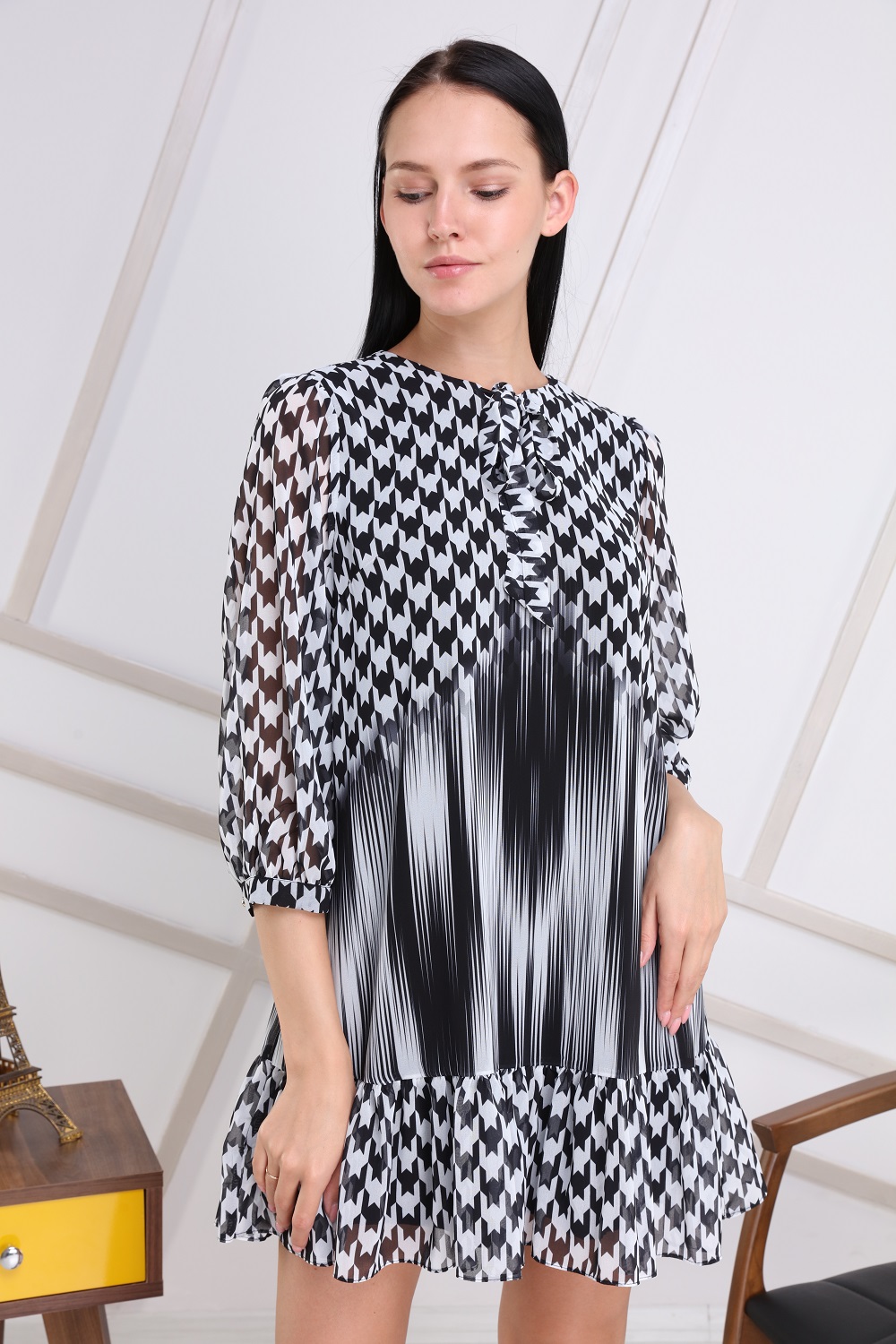Black Crowbar Collar Tie Dress
