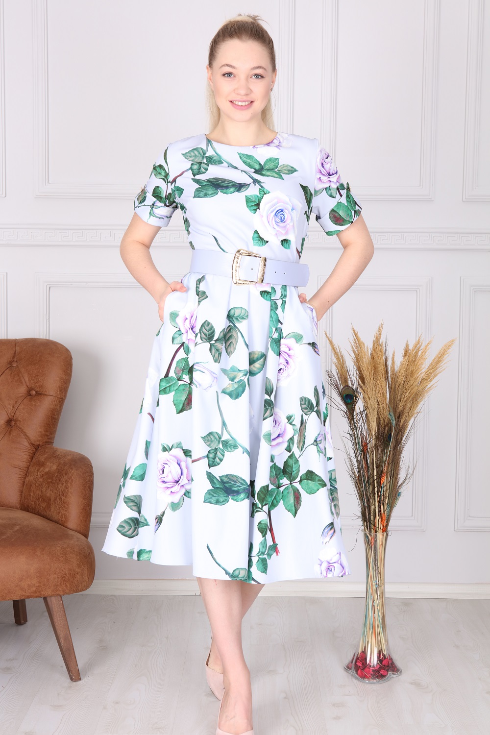 Lilac Floral Pattern Dress