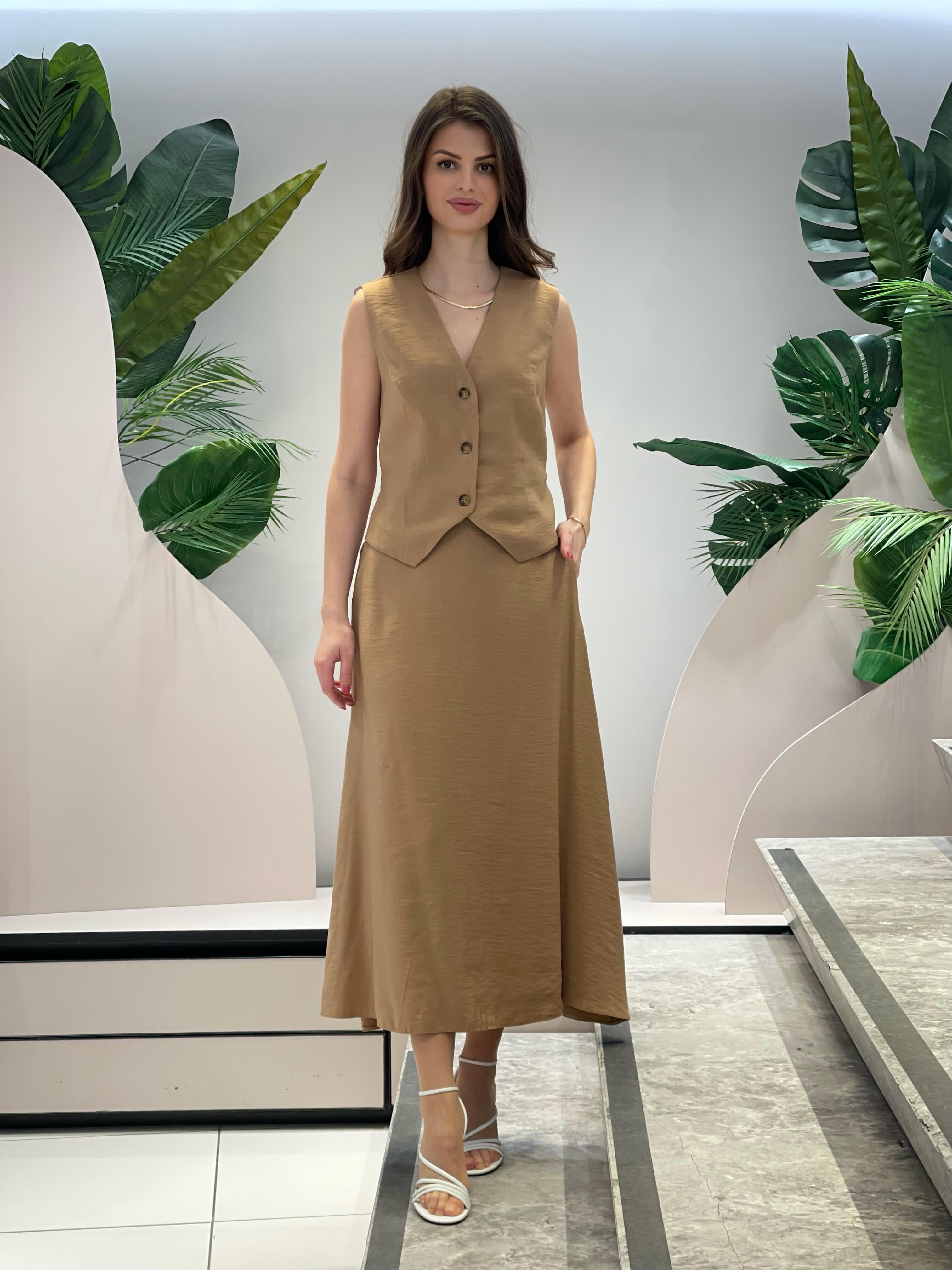 Vest and Skirt Mink Suit